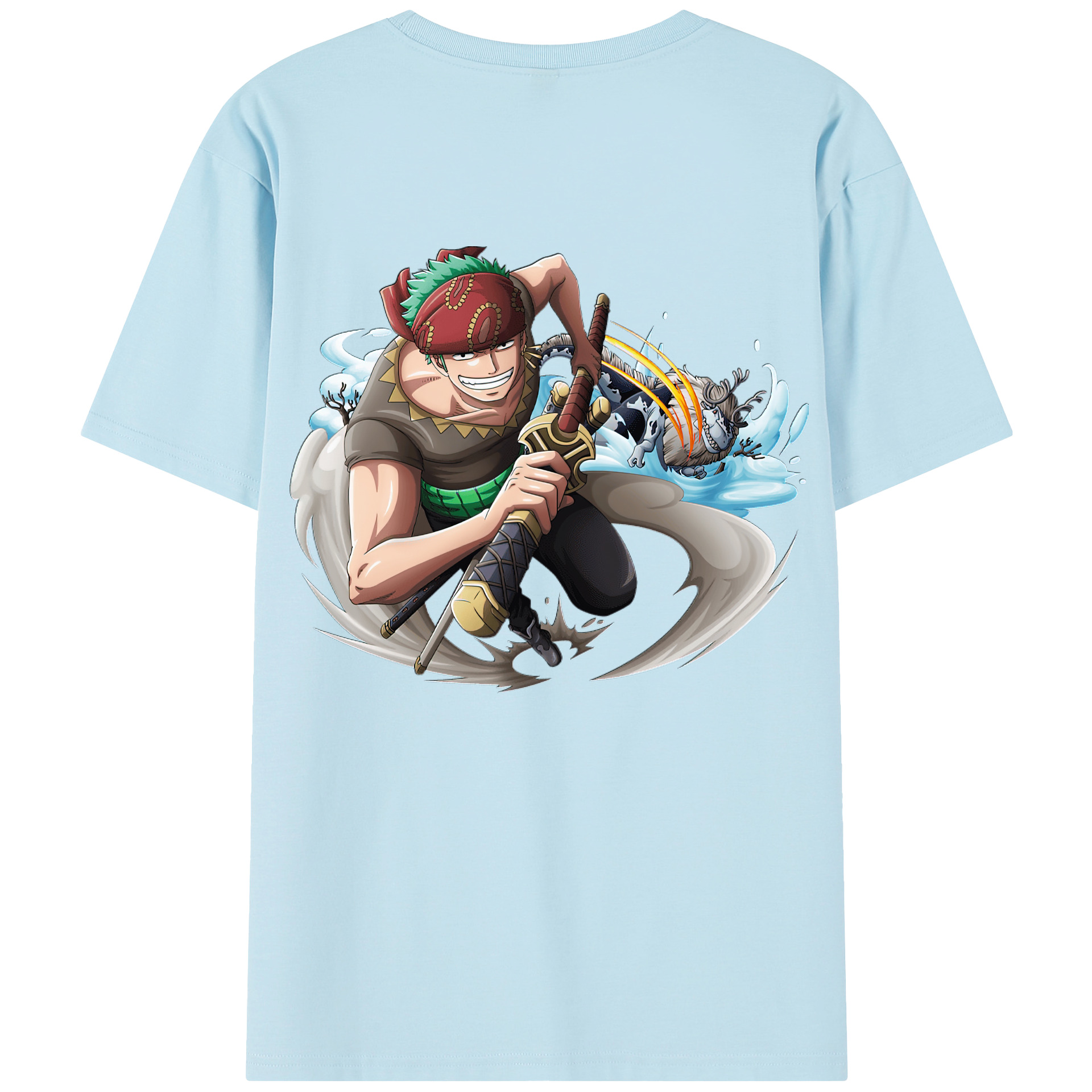 ワンピース ロロノア・ゾロ ONE PIECE Roronoa Zoro 綿100％半袖Tシャツ（背面プリント）